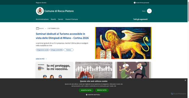 Security scan screenshot of https://www.comune.roccapietore.bl.it/it