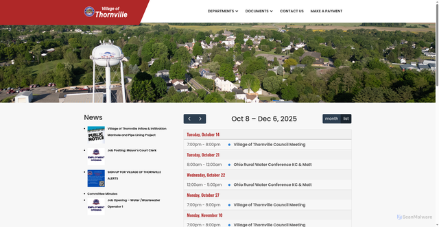 Security scan screenshot of https://thornville.gov/