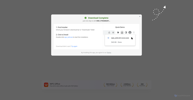 Security scan screenshot of https://www.wps.com/d/?from=t&clicksrc=klink&sa=601.1092&sid=sbOakr0DMQuVLa6r_bgher8123odynsxyro&filename=SKM_C75926062919040.pdf&dlan=d3Bzb2ZmaWNlOi8vd3BzLmNvbS9vcGVuQ2xvdWRGaWxlP3NpZD1zYk9ha3IwRE1RdVZMYTZyX2Jn