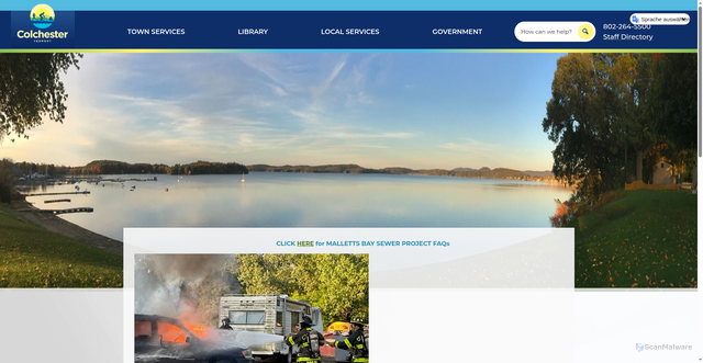 Security scan screenshot of https://colchestervt.gov/