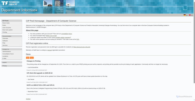 Security scan screenshot of https://wwwcip.informatik.uni-erlangen.de