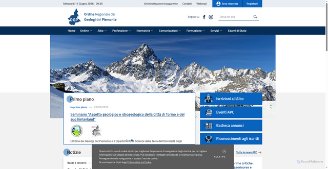 Security scan screenshot of https://www.geologipiemonte.it