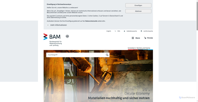Security scan screenshot of http://www.bam.de