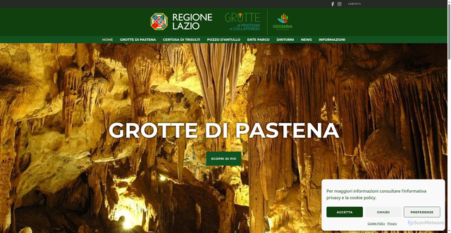 Security scan screenshot of https://www.grottepastenacollepardo.it/