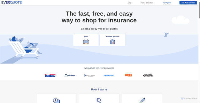 Security scan screenshot of https://everquote.com