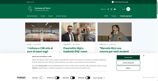 Security scan screenshot of https://www.comune.terni.it/