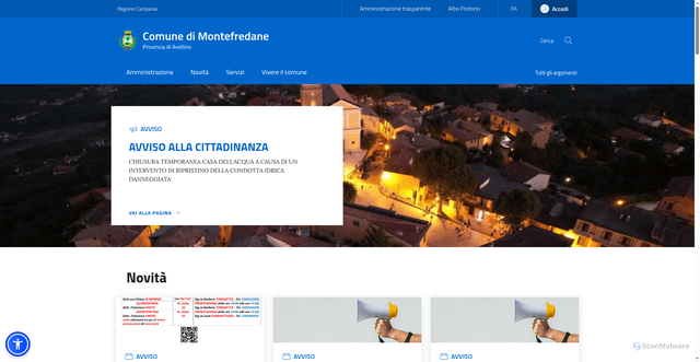 Security scan screenshot of https://www.comune.montefredane.av.it/