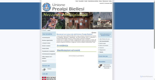 Security scan screenshot of https://www.unioneprealpibiellesi.it/