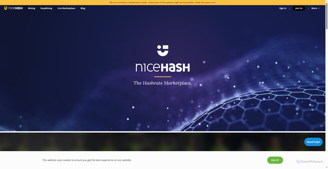 Security scan screenshot of https://www.nicehash.com/