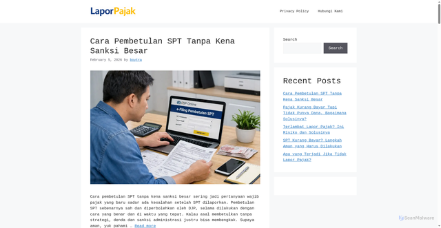Security scan screenshot of http://laporpajak.biz.id/