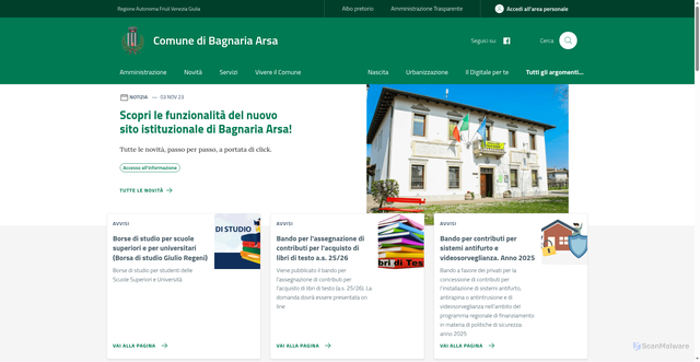 Security scan screenshot of https://www.comune.bagnariaarsa.ud.it/