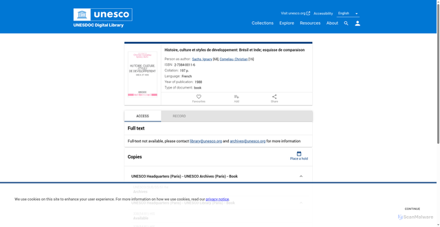 Security scan screenshot of https://unesdoc.unesco.org/ark:/48223/pf0000085138