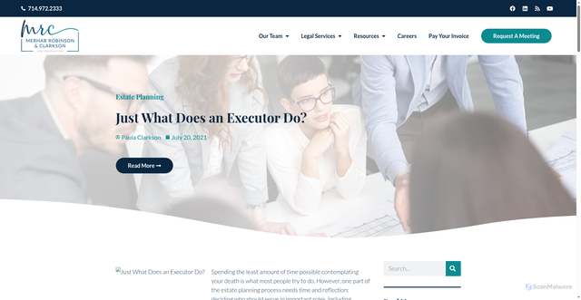 Security scan screenshot of https://www.mrclawcorp.com/blog/just-what-does-an-executor-do/