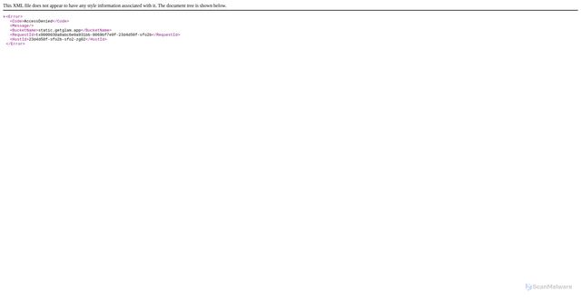 Security scan screenshot of https://static.getglam.app