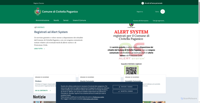 Security scan screenshot of https://www.comune.civitellapaganico.gr.it/