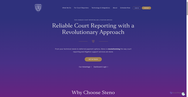 Security scan screenshot of https://steno.com