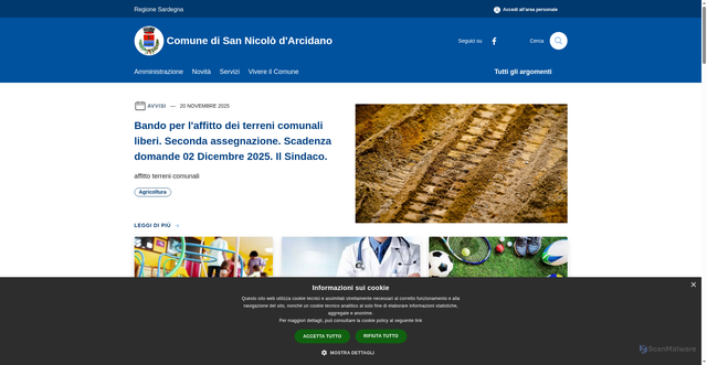 Security scan screenshot of https://www.comune.sannicolodarcidano.or.it/it