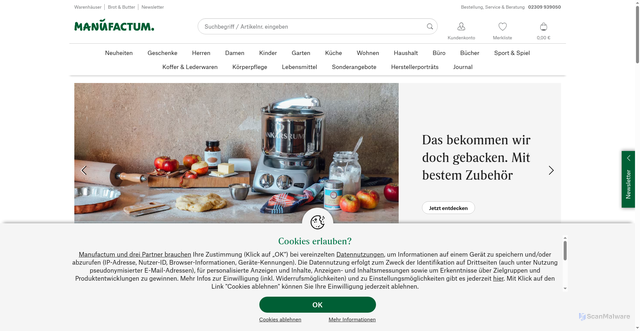 Security scan screenshot of https://www.manufactum.de