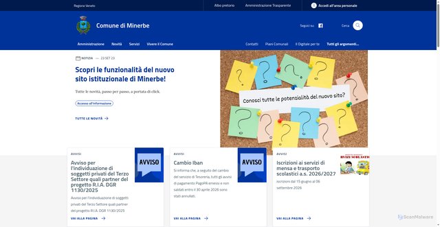 Security scan screenshot of https://www.comune.minerbe.vr.it