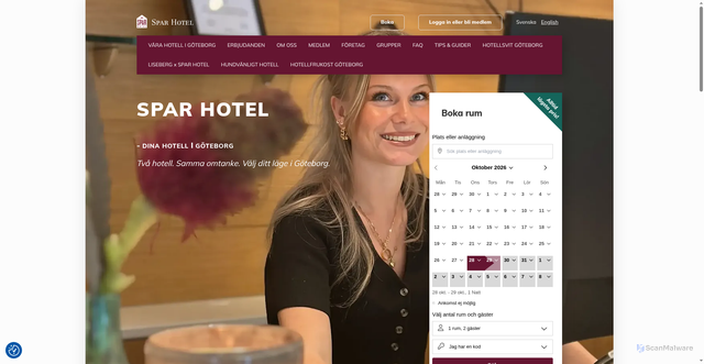 Security scan screenshot of https://sparhotel.se