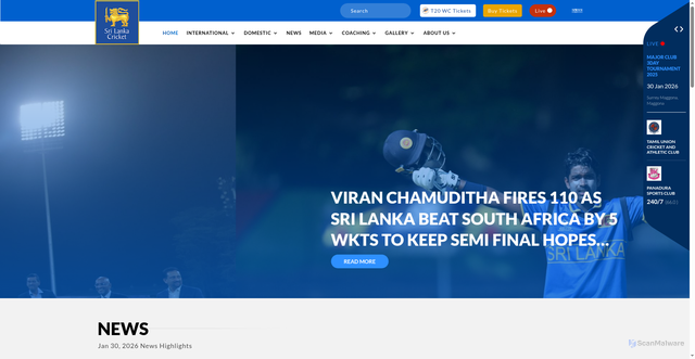 Security scan screenshot of https://srilankacricket.lk/