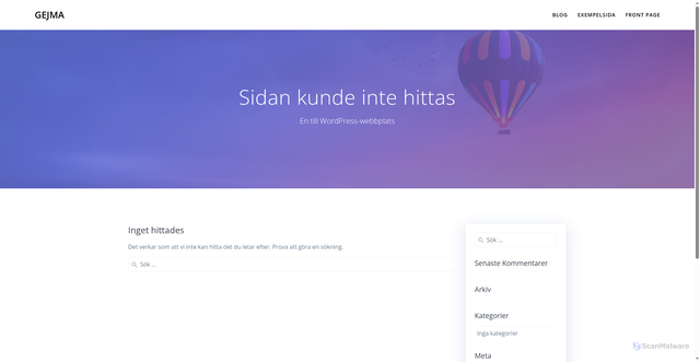 Security scan screenshot of https://gejma.se
