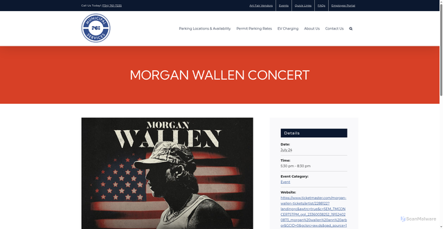 Security scan screenshot of https://pcia2.com/event/morgan-wallen-concert/
