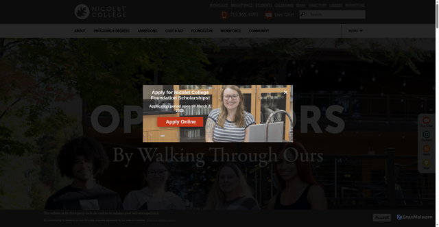 Security scan screenshot of https://nicoletcollege.edu