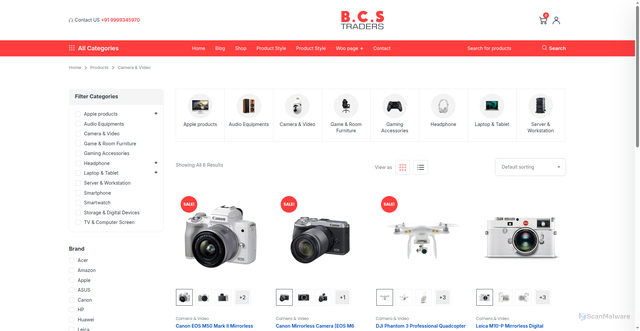 Security scan screenshot of https://bcs.bpsservice.in/product-category/camera-video/
