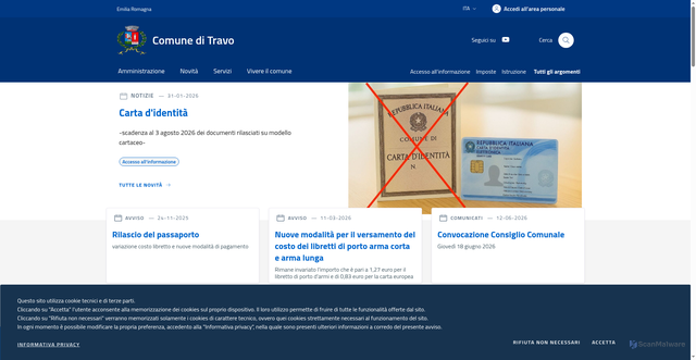 Security scan screenshot of https://www.comune.travo.pc.it