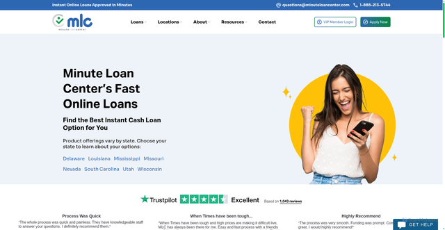 Security scan screenshot of https://minuteloancenter.com/loans/
