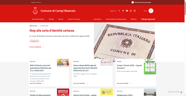 Security scan screenshot of https://www.comune.campi-bisenzio.fi.it