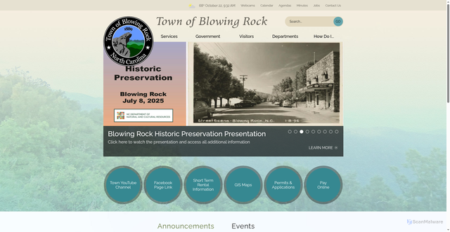 Security scan screenshot of https://www.townofblowingrocknc.gov/