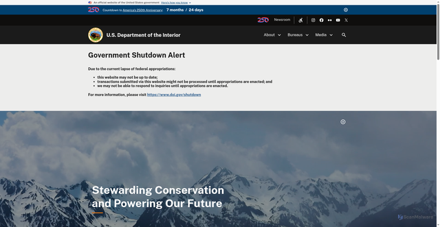 Security scan screenshot of https://www.doi.gov/
