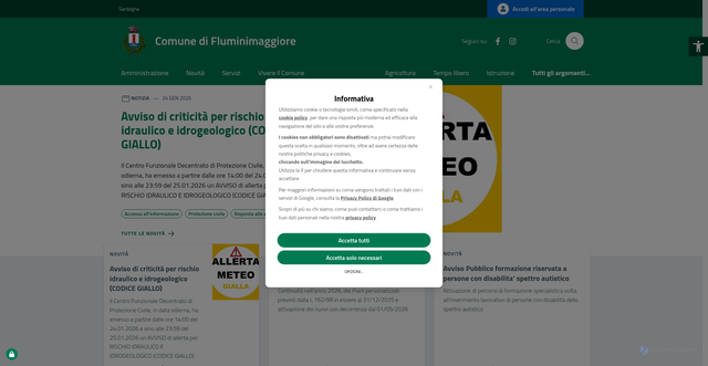 Security scan screenshot of https://www.comune.fluminimaggiore.su.it/
