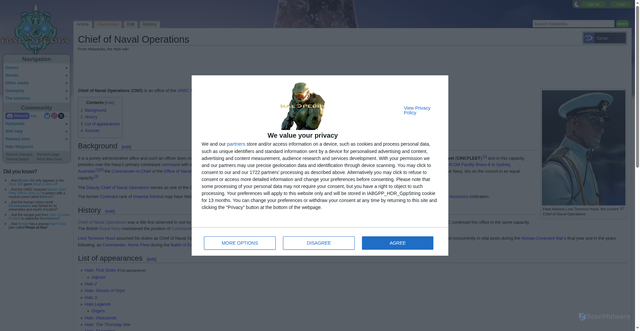 Security scan screenshot of https://www.halopedia.org/Chief_of_Naval_Operations