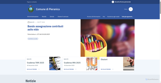 Security scan screenshot of https://comune.pieranica.cr.it/