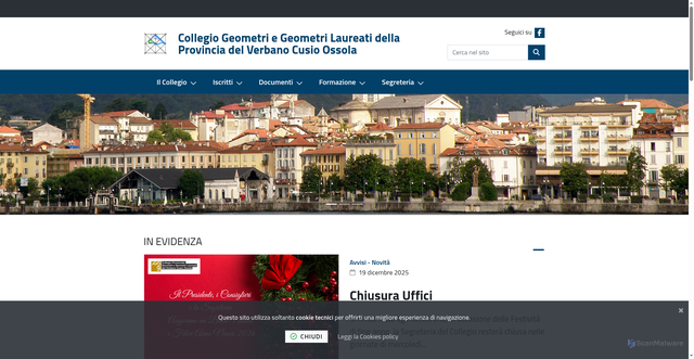 Security scan screenshot of https://www.geometri.verbania.it/it-it/home