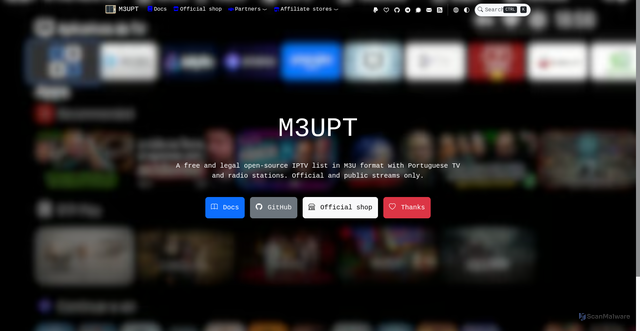 Security scan screenshot of https://m3upt.pages.dev/en/