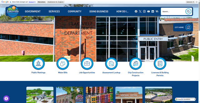 Security scan screenshot of https://lakevillemn.gov/