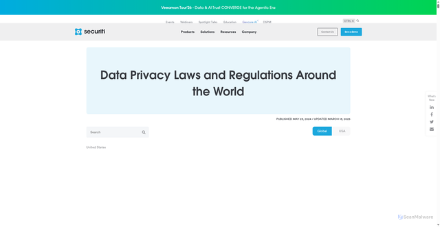Security scan screenshot of https://securiti.ai/privacy-laws/