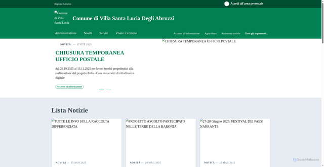 Security scan screenshot of https://comune.villasantaluciadegliabruzzi.aq.it/