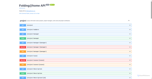 Security scan screenshot of https://api.foldingathome.org