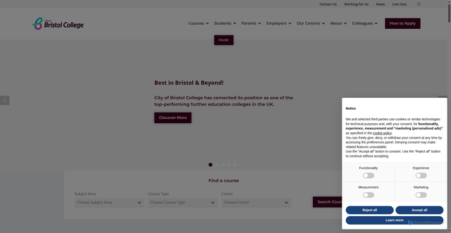 Security scan screenshot of http://www.cityofbristol.ac.uk
