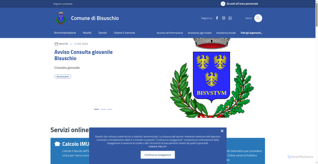 Security scan screenshot of https://www.comune.bisuschio.va.it/