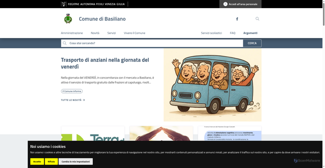 Security scan screenshot of https://www.comune.basiliano.ud.it/