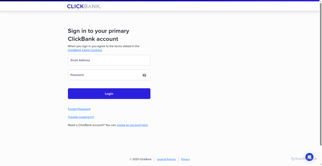 Security scan screenshot of https://accounts.clickbank.com/