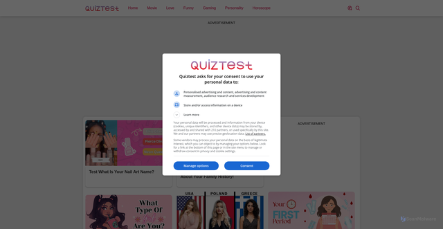 Security scan screenshot of https://s2.quiztest.me