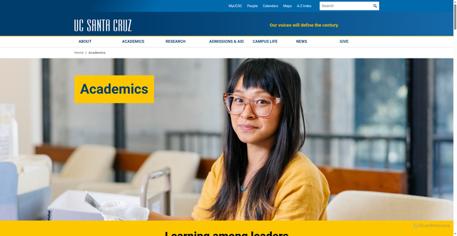 Security scan screenshot of https://www.ucsc.edu/academics/