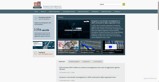 Security scan screenshot of https://www.eurojust.europa.eu/